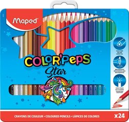 Цветные карандаши MAPED "Color`Peps" 24 цвета металическая коробка цена и информация | Принадлежности для рисования, лепки | 220.lv