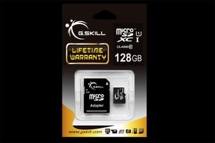 Карта памяти G.Skill SDXC Micro SDXC 128GB, класс 10 UHS-I + адаптер цена и информация | Карты памяти для мобильных телефонов | 220.lv