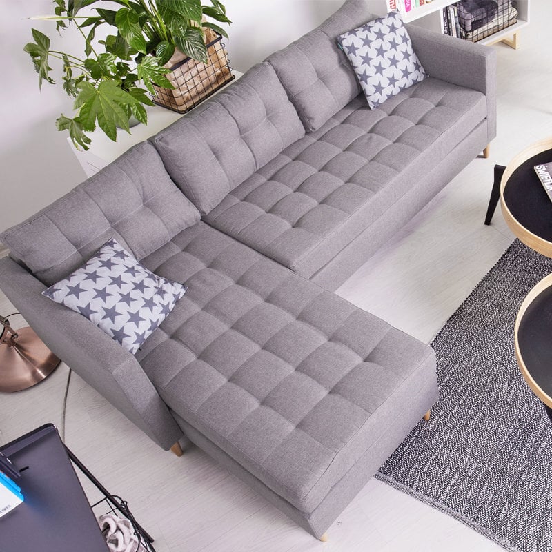 Universāls mīksts stūra dīvāns Kopenhaga ar pufu, pelēks цена и информация | Stūra dīvāni | 220.lv