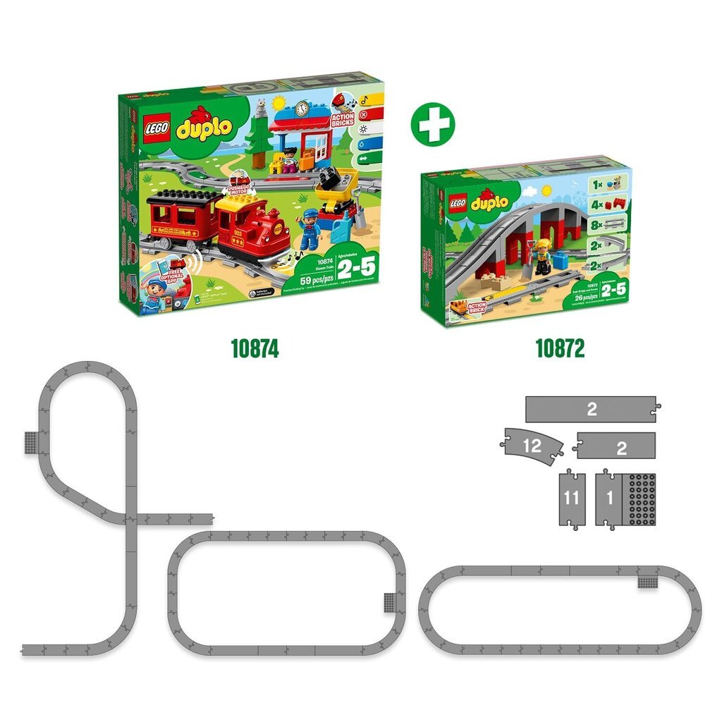 10872 LEGO® DUPLO Tilts ar dzelzceļu cena un informācija | Konstruktori | 220.lv