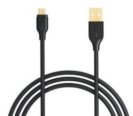 USB stieple Aukey LLTS58189, microUAB-USB, 1 m, melns цена и информация | Кабели для телефонов | 220.lv