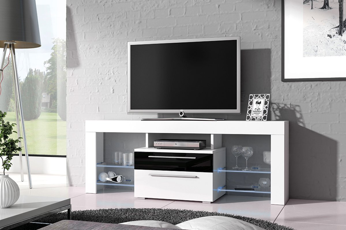 TV galds Nesli, balts/melns cena un informācija | TV galdiņi | 220.lv