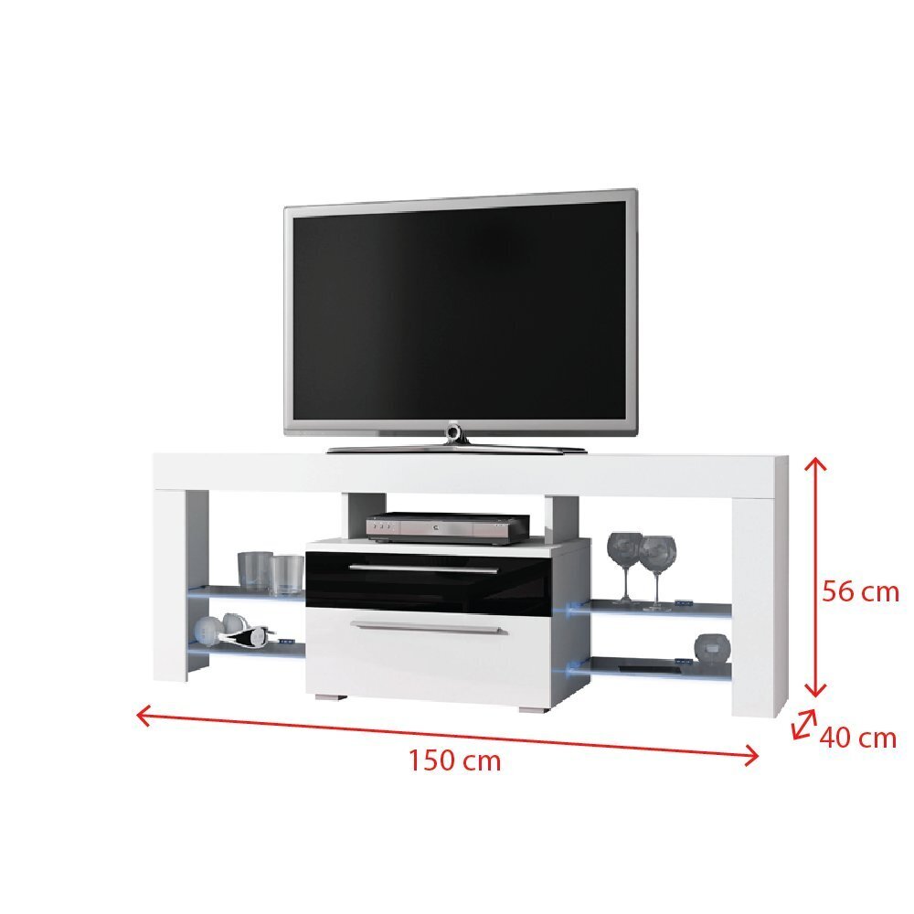 TV galds Nesli, balts/melns cena un informācija | TV galdiņi | 220.lv