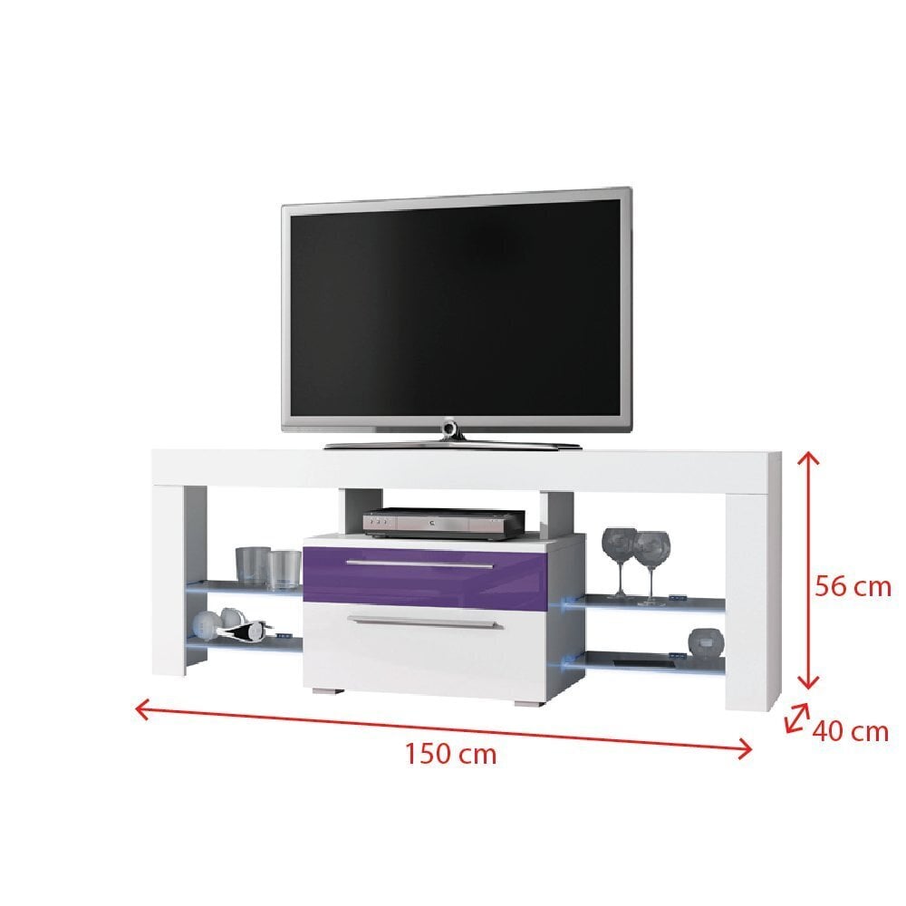 TV galds Nesli, balts/violets cena un informācija | TV galdiņi | 220.lv