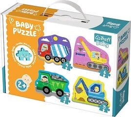 Puzles komplekts 4 in 1 "Celtniecības transportlīdzekļi" Trefl Baby, 4+6+3+5 d. цена и информация | Пазлы | 220.lv