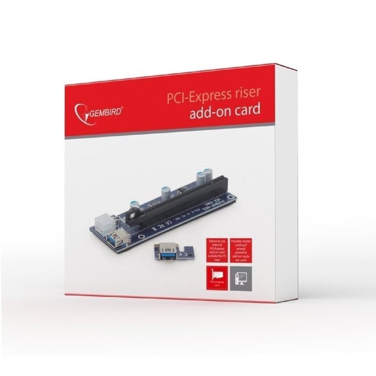 Gembird PCI Express Riser Card 6pin Power цена и информация | Komponentu piederumi | 220.lv