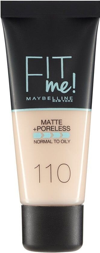 Maybelline FIT ME Matte tonālais krēms 110 Porcelain, 30ml цена и информация | Grima bāzes, tonālie krēmi, pūderi | 220.lv