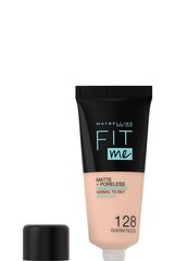 Жидкая тональная основа Maybelline  FIT ME Matte 128 Warm Nude, 30мл цена и информация | Пудры, базы под макияж | 220.lv