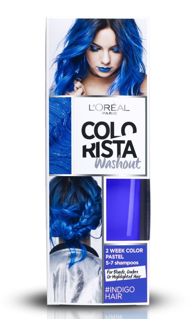 Īslaicīga matu krāsa L'Oreal Paris Colorista Washout, Indigo cena un informācija | Matu krāsas | 220.lv