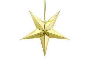 Подвесная декорация Звезда, золотая блестящая, 45 см цена и информация | Праздничные декорации | 220.lv