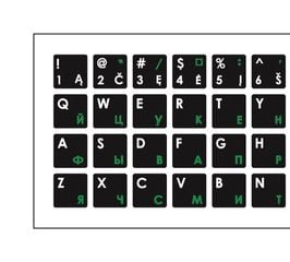 Mocco Keyboard Sticks LT / ENG / RU With Laminated Waterproof Level White / Green cena un informācija | Klaviatūras | 220.lv