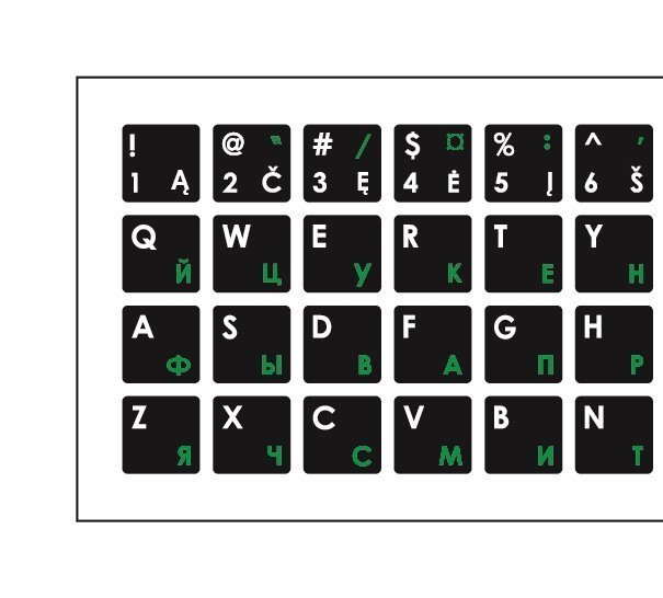 Mocco Keyboard Sticks LT / ENG / RU With Laminated Waterproof Level White / Green cena un informācija | Klaviatūras | 220.lv