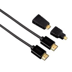 HDMI kabelis Hama High Speed HDMI™ Cable with Ethernet, 1.50 m + 2 HDMI™ adapteriai, juodas cena un informācija | Kabeļi un vadi | 220.lv