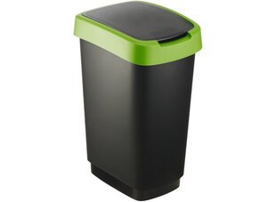 Atkritumu tvertne Swing Twist, 50L, melns sp. ar zaļu dekoru cena un informācija | Miskastes | 220.lv