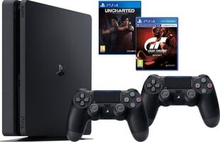 Sony Playstation 4 Slim 1TB (PS4) Black + Gran Turismo Sport + U cena un informācija | Spēļu konsoles | 220.lv