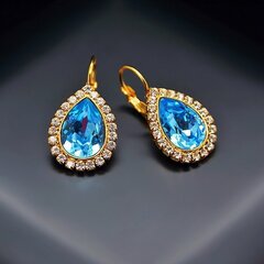 Auskari "Debesu Piliens (Aquamarine Blue)" ar Swarovski™ kristāliem цена и информация | Серьги | 220.lv