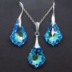 Серебряный комплект "Барокко IV (Aquamarine Blue AB)" с кристаллами Swarovski™ цена и информация | Наборы украшений | 220.lv