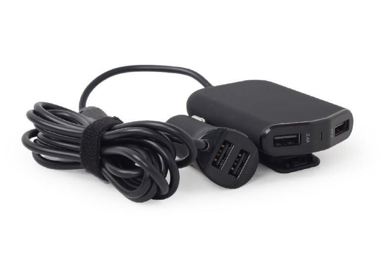 Gembird 4-port front and back seat car charger 9.6 A цена и информация | Lādētāji un adapteri | 220.lv
