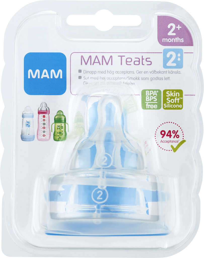 MAM pudeles knupītis Teat, 2 mēn.+ цена и информация | Bērnu pudelītes un to aksesuāri | 220.lv