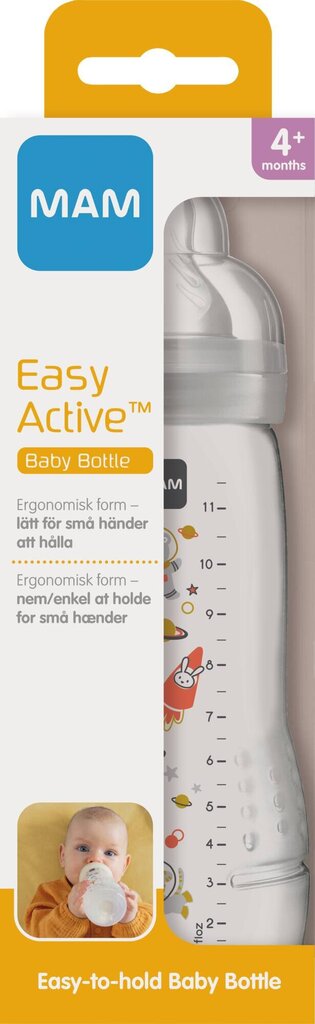 MAM pudelīte Easy Active, 4 mēn.+, 330 ml, neutral цена и информация | Bērnu pudelītes un to aksesuāri | 220.lv