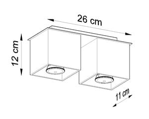 Sollux griestu lampa Quad 2 cena un informācija | Griestu lampas | 220.lv