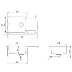 Granīta izlietne 780x500 Silica цена и информация | Раковины на кухню | 220.lv