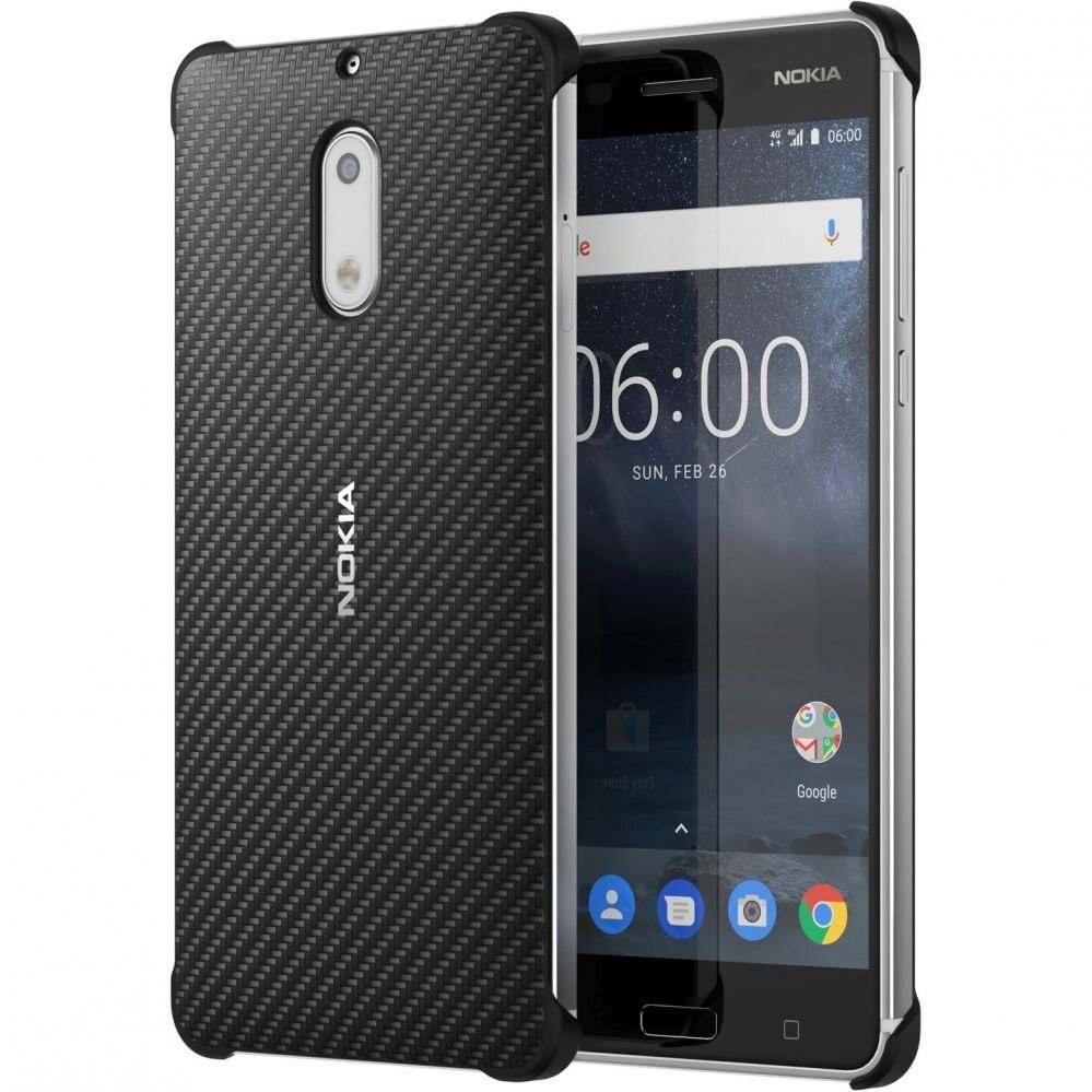 Nokia Carbon Fibre Case CC-802 Nokia 6 onyx black cena un informācija | Telefonu vāciņi, maciņi | 220.lv