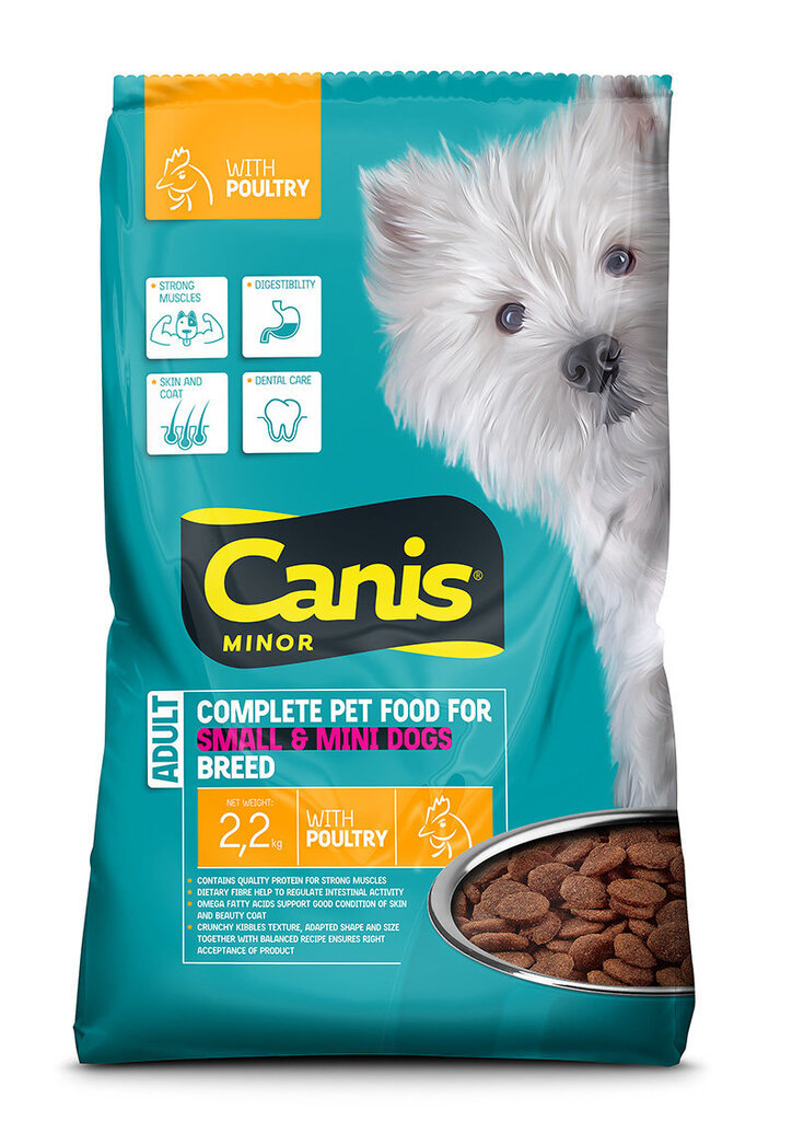 Canis minor sausā barība ar mājputnu, 2,2 kg cena un informācija | Sausā barība suņiem | 220.lv