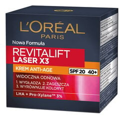 Dienas sejas krēms L'oreal Paris Revitalift Laser X3 Anti-Aging Care SPF20, 50 ml цена и информация | Наносите на чистую кожу лица. Подержите около 10-15 минут и смойте водой. | 220.lv