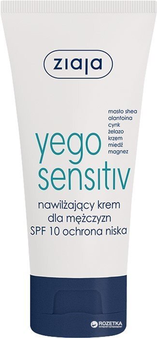 Mitrinošs sejas krēms vīriešiem Ziaja Yego Sensitiv SPF10 50 ml cena un informācija | Sejas krēmi | 220.lv