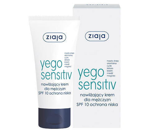 Mitrinošs sejas krēms vīriešiem Ziaja Yego Sensitiv SPF10 50 ml cena un informācija | Sejas krēmi | 220.lv