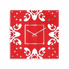 Sienas pulkstenis Kvadrāts ar ziediem, sarkans цена и информация | Часы | 220.lv