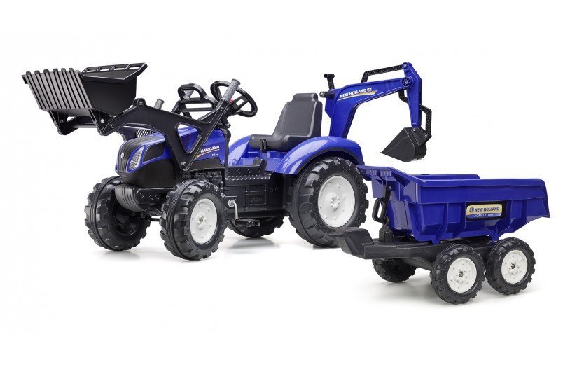 Bērnu pedāļu traktors ar piekabi New Holland T8, Falk cena un informācija | Rotaļlietas zēniem | 220.lv
