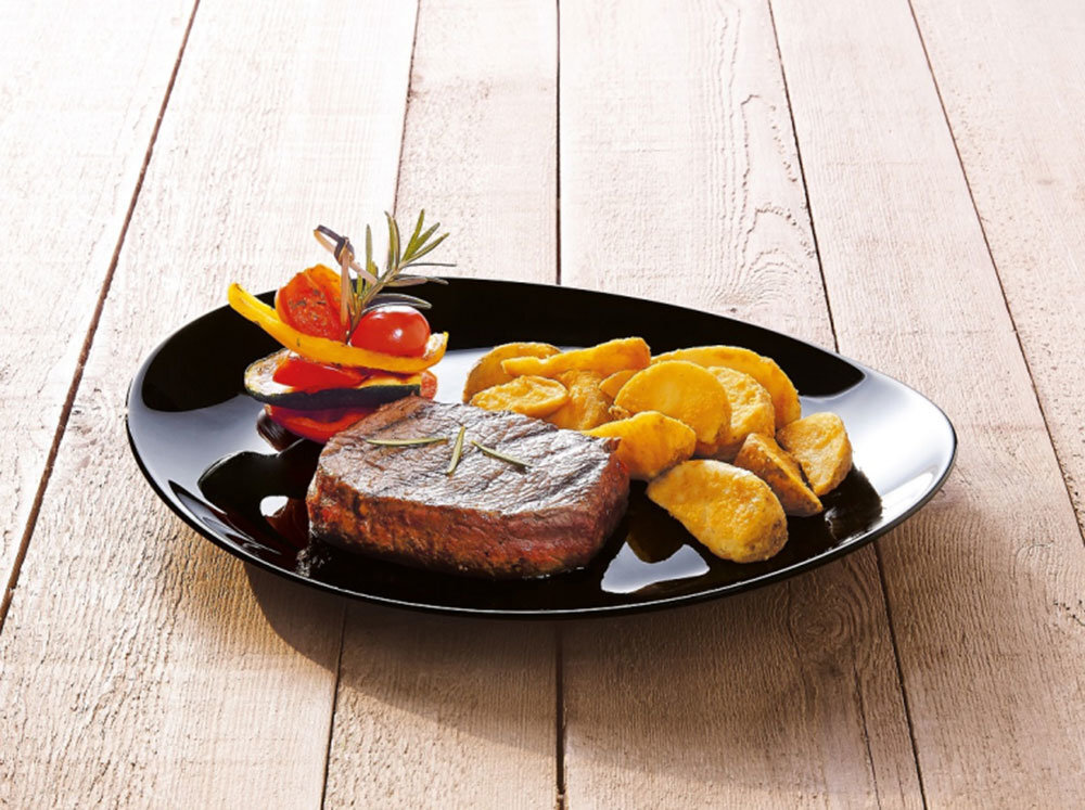 Luminarc steika šķīvis Steak Friends Time Black, 30x26 cm cena un informācija | Trauki, šķīvji, pusdienu servīzes | 220.lv