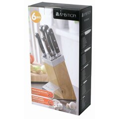 Ножи AMBITION с подставкой Titanium, 6 предметов цена и информация | Ножи и аксессуары для них | 220.lv
