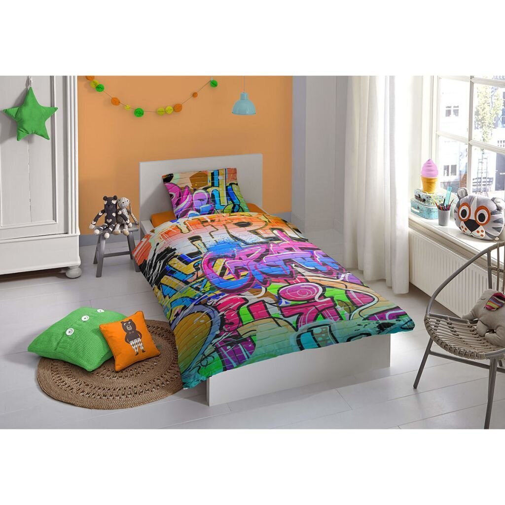 Good morning bērnu 3D gultas veļas komplekts Graffity, 2 daļas cena un informācija | Bērnu gultas veļa | 220.lv