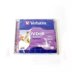Verbatim DVD+R 4.7GB 16X AZO jewel box WIDE PRINTABLE - 43508 cena un informācija | Datortehnikas tīrīšanas līdzekļi | 220.lv