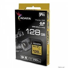 ADATA Premier ONE UHS-II U3 128 GB, SDXC, Flash memory class 10 cena un informācija | Atmiņas kartes mobilajiem telefoniem | 220.lv