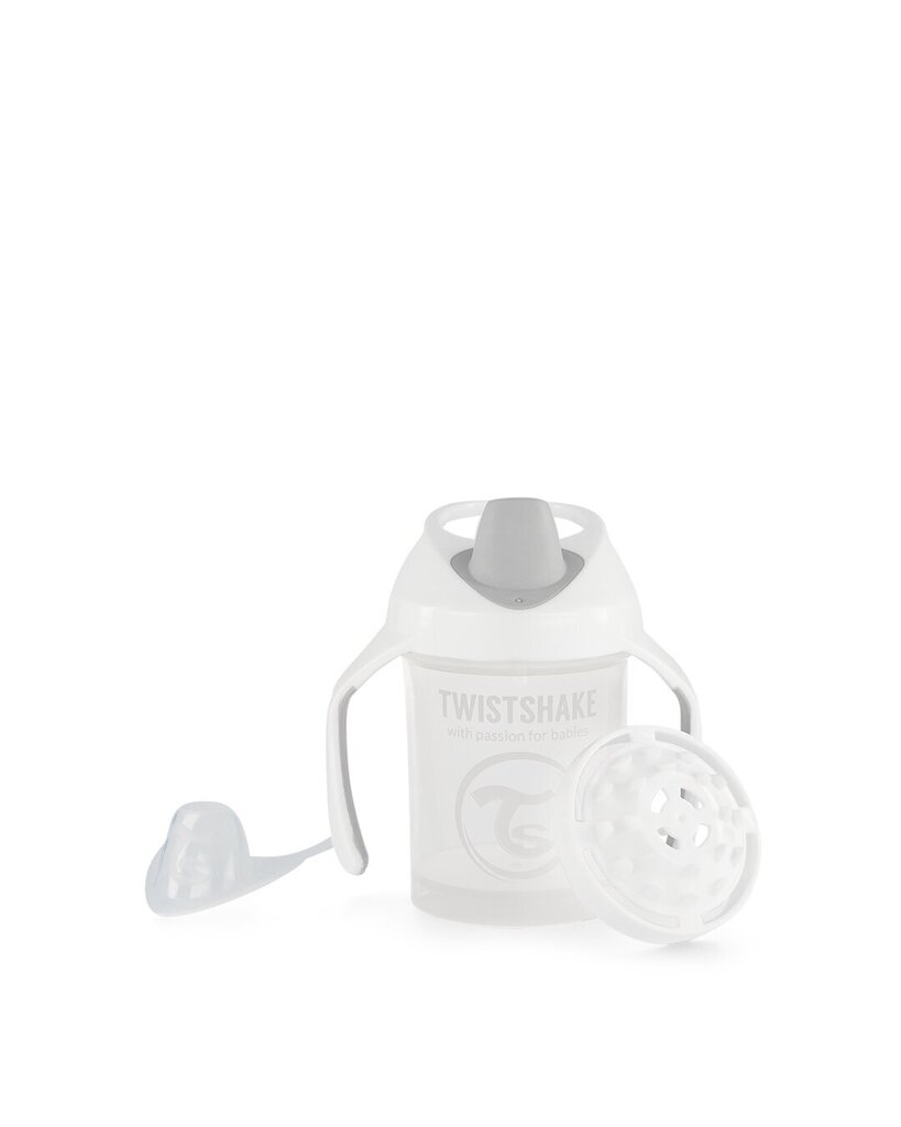 Pudele ar osiņām Twistshake Mini Cup, 230 ml, 4 mēn., balta цена и информация | Bērnu pudelītes un to aksesuāri | 220.lv