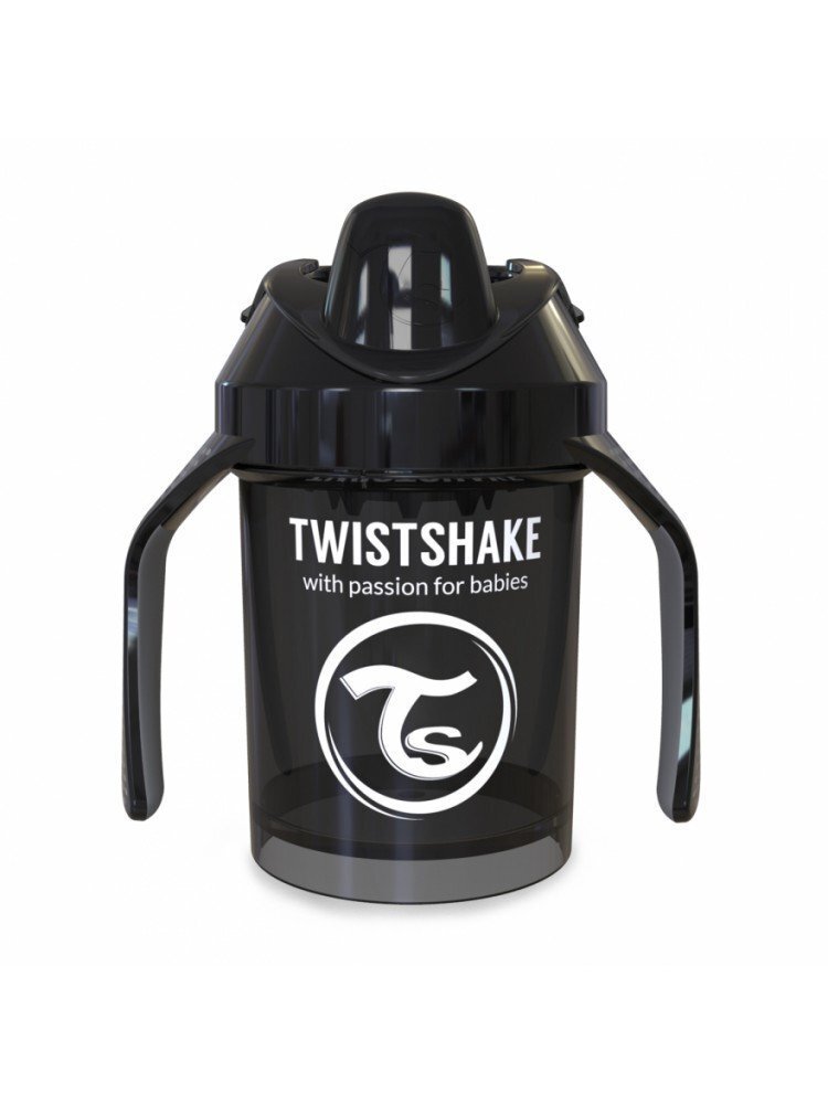 Pudele ar osiņām Twistshake Mini Cup, 230 ml, 4 mēn., black cena un informācija | Bērnu pudelītes un to aksesuāri | 220.lv