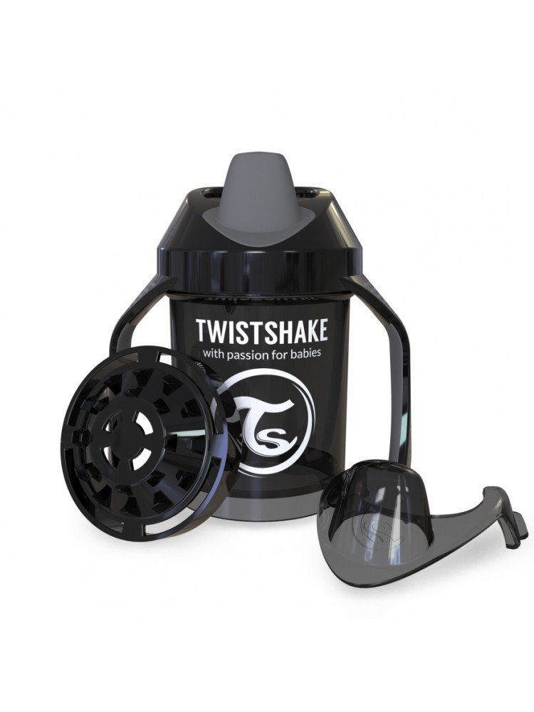 Pudele ar osiņām Twistshake Mini Cup, 230 ml, 4 mēn., black cena un informācija | Bērnu pudelītes un to aksesuāri | 220.lv