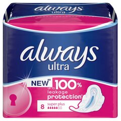 Гигиенические пакеты Always Ultra Super Plus 8 шт. цена и информация | Тампоны, гигиенические прокладки для критических дней, ежедневные прокладки | 220.lv