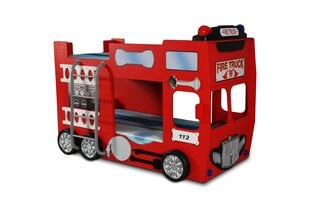 Divstāvu gulta ar matraci Fire Truck Double, sarkana цена и информация | Детские кровати | 220.lv