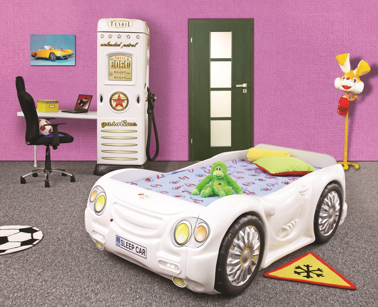 Gulta ar matraci Sleep Car, balta цена и информация | Bērnu gultas | 220.lv