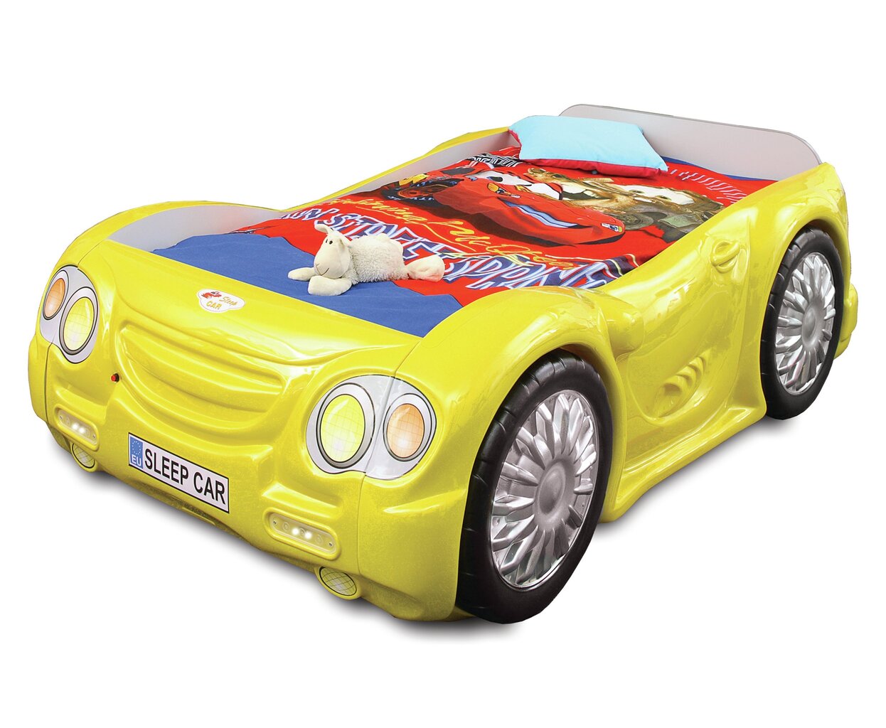 Gulta ar matraci Sleep Car, dzeltena cena un informācija | Bērnu gultas | 220.lv
