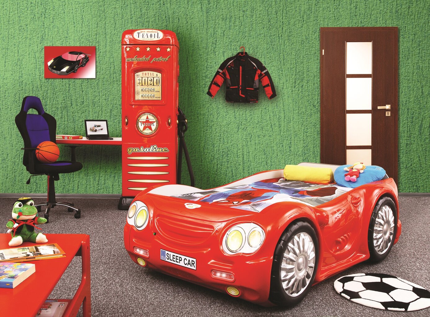 Gulta ar matraci Sleep Car, sarkana cena un informācija | Bērnu gultas | 220.lv