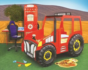 Кровать с матрасом Tractor, красная цена и информация | Детские кровати | 220.lv
