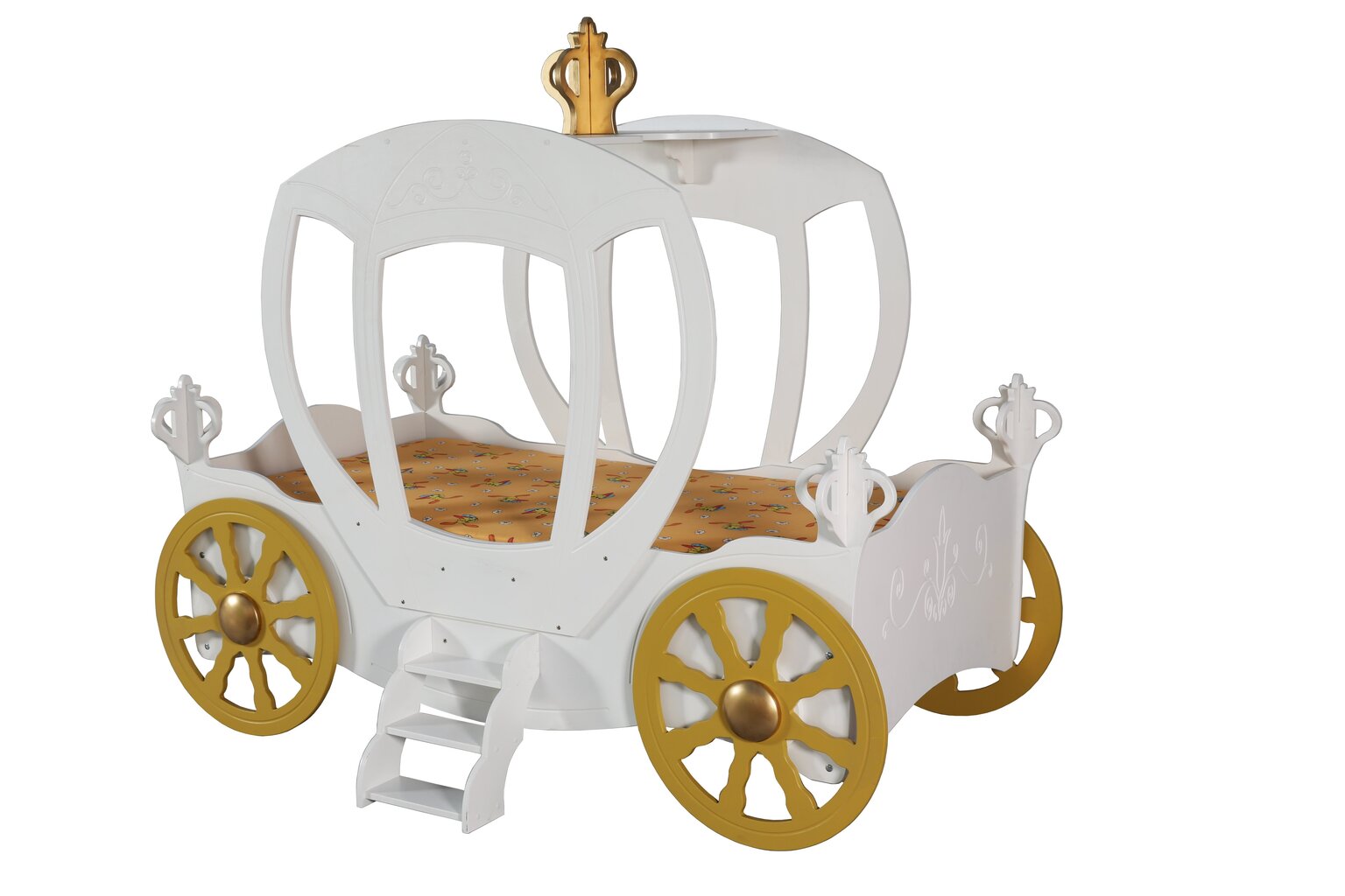 Gulta ar matraci Princess Carriage, balta цена и информация | Bērnu gultas | 220.lv