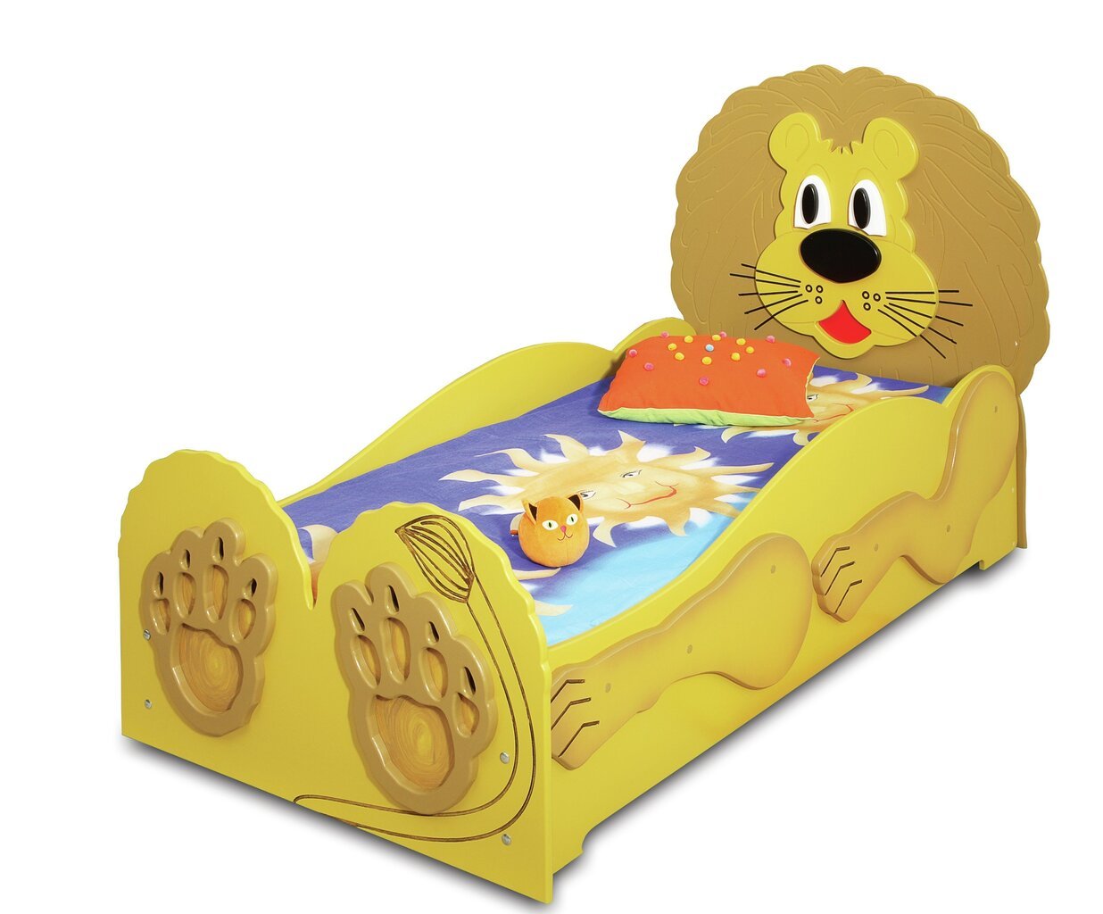 Gulta ar matraci Lion Big, dzeltena цена и информация | Bērnu gultas | 220.lv