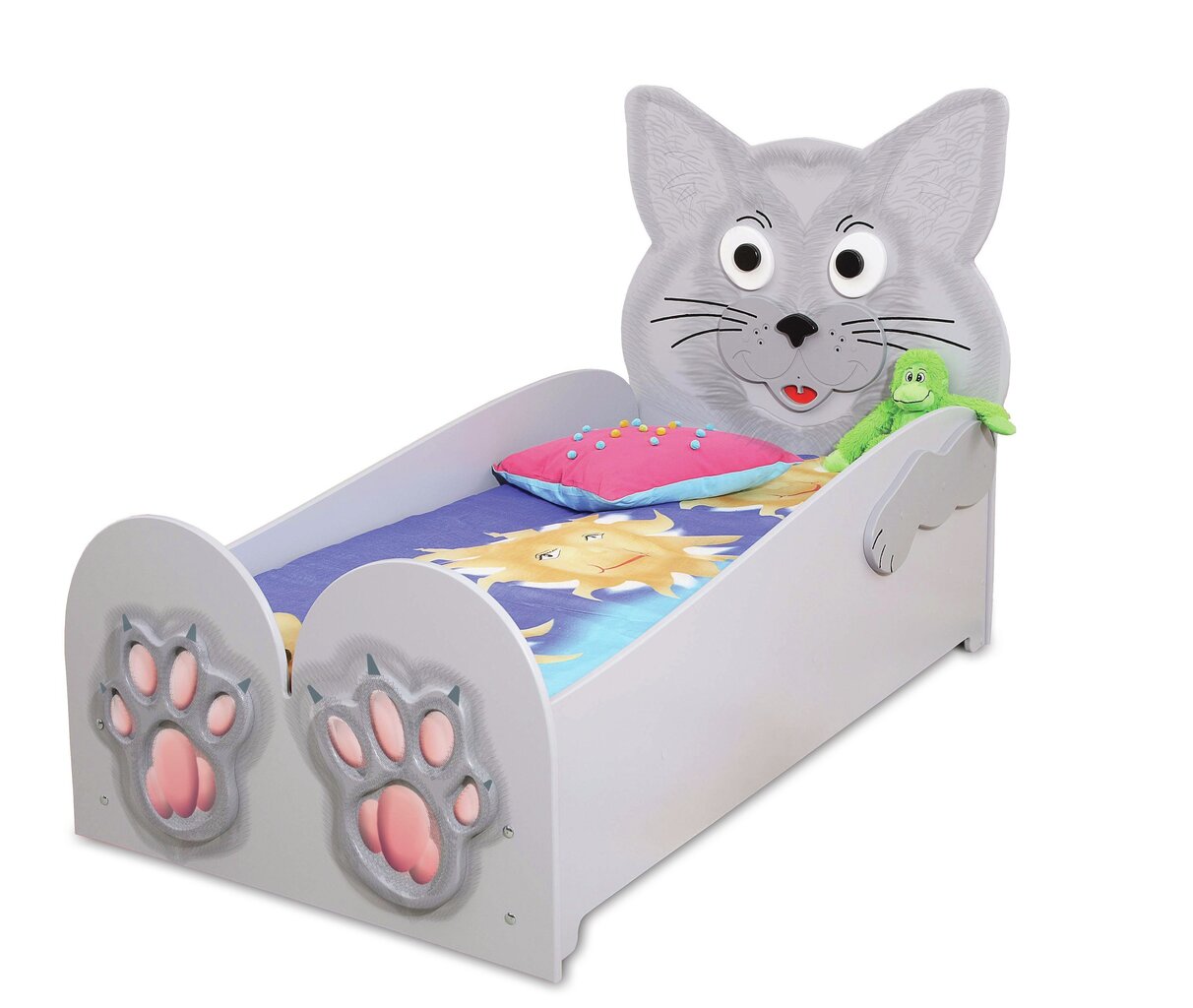 Gulta ar matraci Cat Small, pelēka cena un informācija | Bērnu gultas | 220.lv